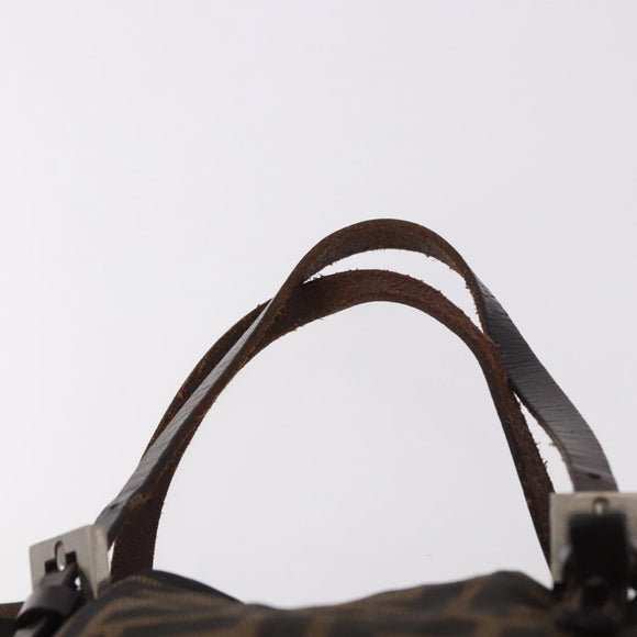 FENDI Zucca Canvas Hand Bag Black Brown Auth 189369