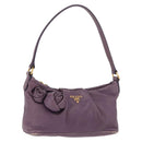 PRADA Accessory Pouch Leather Purple Gold Auth 189372A-1