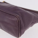 PRADA Accessory Pouch Leather Purple Gold Auth 189372A-13