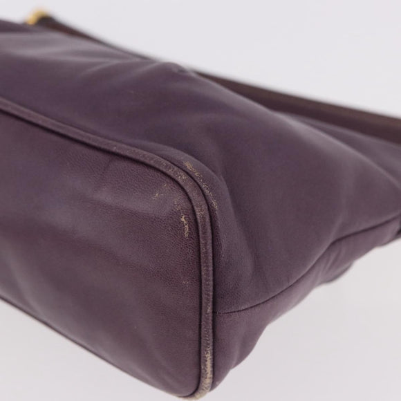 PRADA Accessoire Pouch Leer Paars Goud Auth 189372A