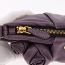 PRADA Accessory Pouch Leather Purple Gold Auth 189372A-15