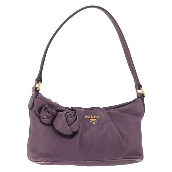 PRADA Accessoire Pouch Leer Paars Goud Auth 189372A