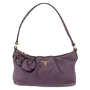 PRADA Accessory Pouch Leather Purple Gold Auth 189372A-2