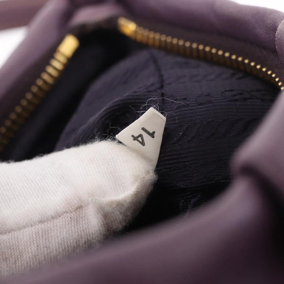 PRADA Accessoire Pouch Leer Paars Goud Auth 189372A