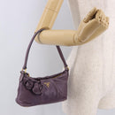 PRADA Accessory Pouch Leather Purple Gold Auth 189372A-21