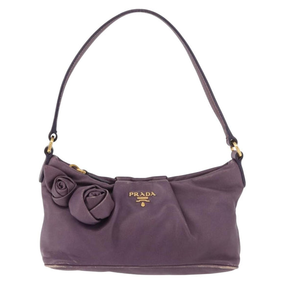 PRADA Accessoire Pouch Leer Paars Goud Auth 189372A