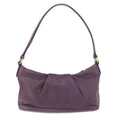 PRADA Accessory Pouch Leather Purple Gold Auth 189372A-3