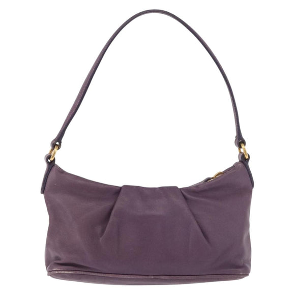 PRADA Accessoire Pouch Leer Paars Goud Auth 189372A