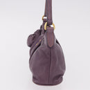 PRADA Accessory Pouch Leather Purple Gold Auth 189372A-4
