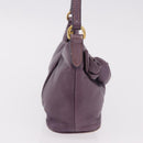 PRADA Accessory Pouch Leather Purple Gold Auth 189372A-5