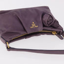 PRADA Accessory Pouch Leather Purple Gold Auth 189372A-6