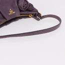 PRADA Accessory Pouch Leather Purple Gold Auth 189372A-7