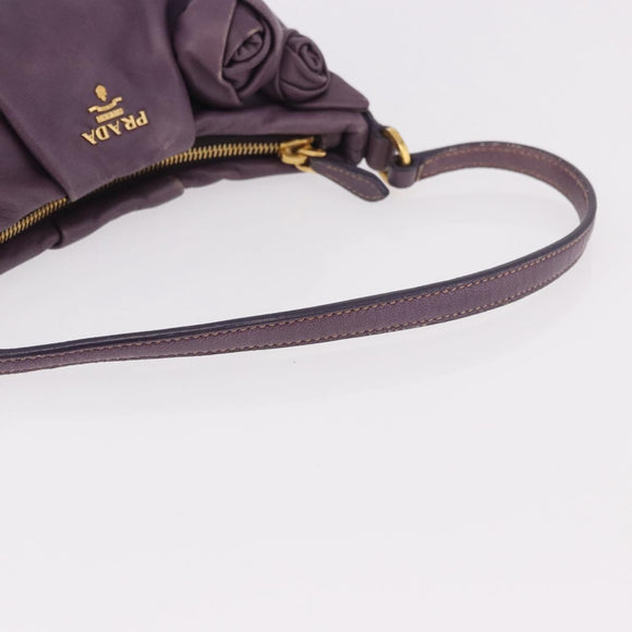 PRADA Accessory Pouch Leather Purple Gold Auth 189372A