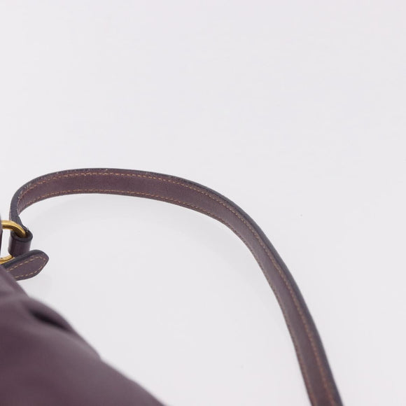 PRADA Accessory Pouch Leather Purple Gold Auth 189372A
