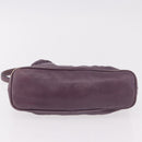 PRADA Accessory Pouch Leather Purple Gold Auth 189372A-9