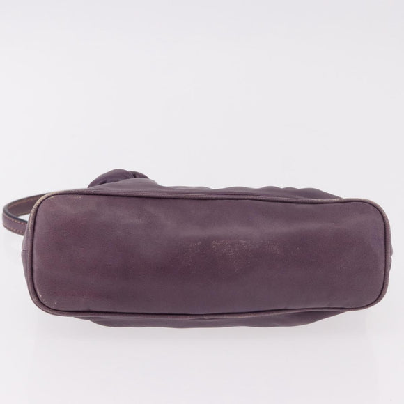 PRADA Accessory Pouch Leather Purple Gold Auth 189372A