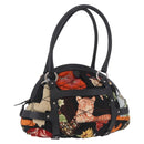 Salvatore Ferragamo Hand Bag Canvas Black Silver Auth 189378A-1
