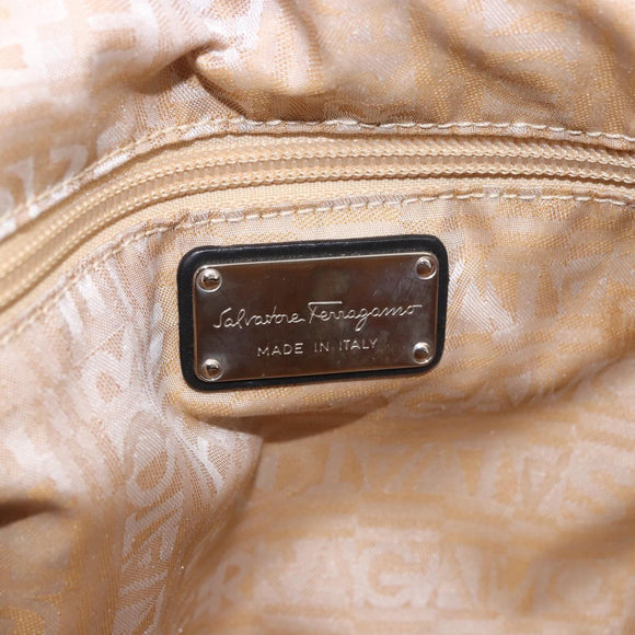 Salvatore Ferragamo Hand Bag Canvas Black Silver Auth 189378A