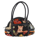 Salvatore Ferragamo Hand Bag Canvas Black Silver Auth 189378A-2