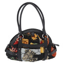 Salvatore Ferragamo Hand Bag Canvas Black Silver Auth 189378A-3