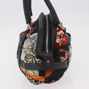 Salvatore Ferragamo Hand Bag Canvas Black Silver Auth 189378A-4