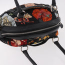 Salvatore Ferragamo Hand Bag Canvas Black Silver Auth 189378A-6