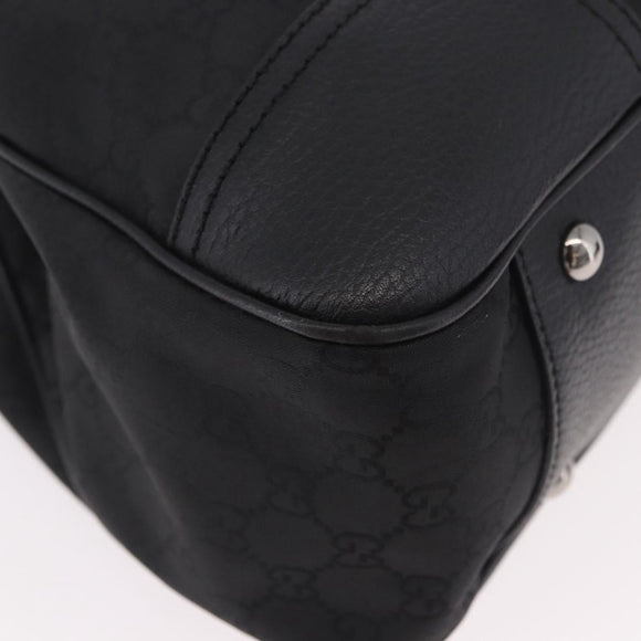GUCCI GG Canvas Web Sherry Line Tote Bag Black Silver Red 293592 Auth 189381V