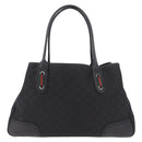 GUCCI GG Canvas Web Sherry Line Tote Bag Black Silver Red 293592 Auth 189381V-2