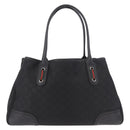 GUCCI GG Canvas Web Sherry Line Tote Bag Black Silver Red 293592 Auth 189381V-3