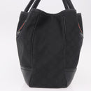 GUCCI GG Canvas Web Sherry Line Tote Bag Black Silver Red 293592 Auth 189381V-4