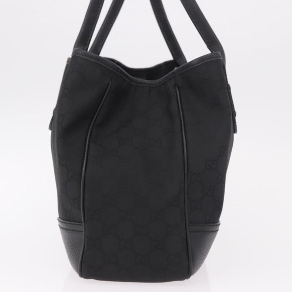 GUCCI GG Canvas Web Sherry Line Tote Bag Black Silver Red 293592 Auth 189381V