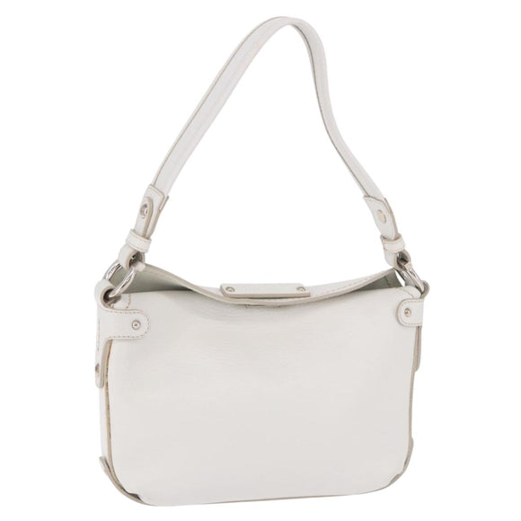 Salvatore Ferragamo Hand Bag Leather White Silver Auth 189382A