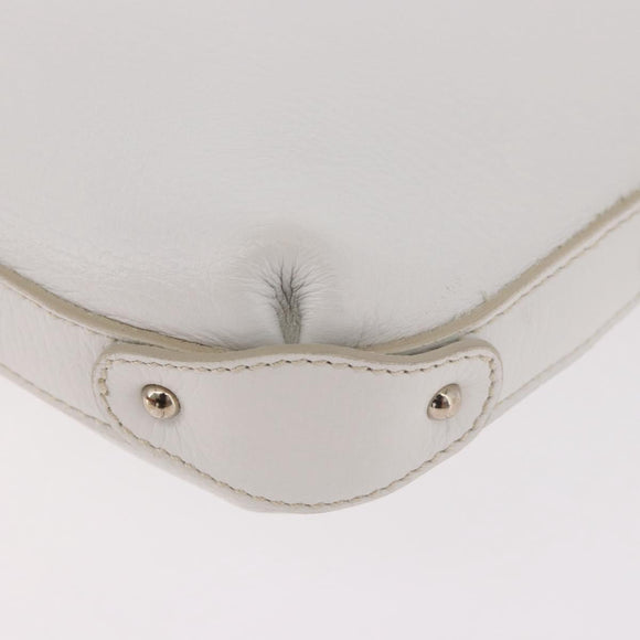 Salvatore Ferragamo Hand Bag Leather White Silver Auth 189382A