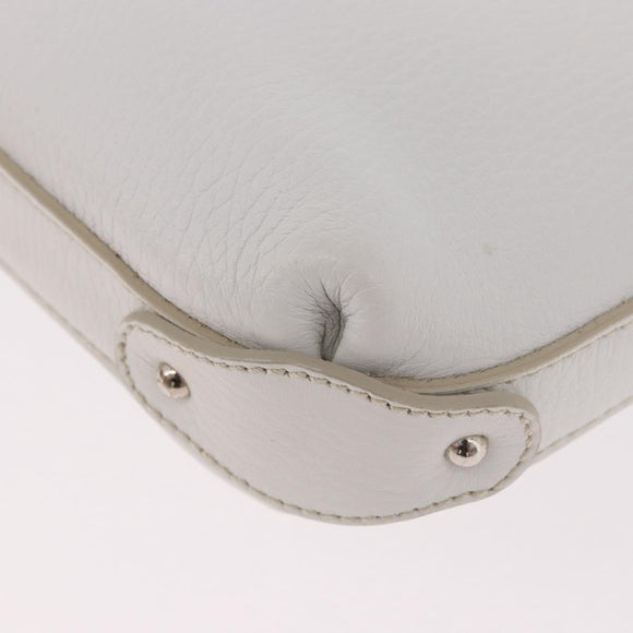 Salvatore Ferragamo Hand Bag Leather White Silver Auth 189382A
