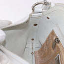 Salvatore Ferragamo Hand Bag Leather White Silver Auth 189382A-21