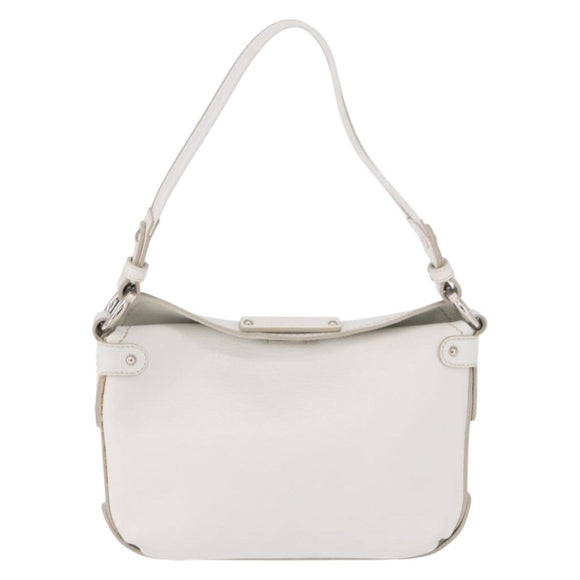 Salvatore Ferragamo Hand Bag Leather White Silver Auth 189382A