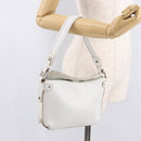 Salvatore Ferragamo Hand Bag Leather White Silver Auth 189382A-23