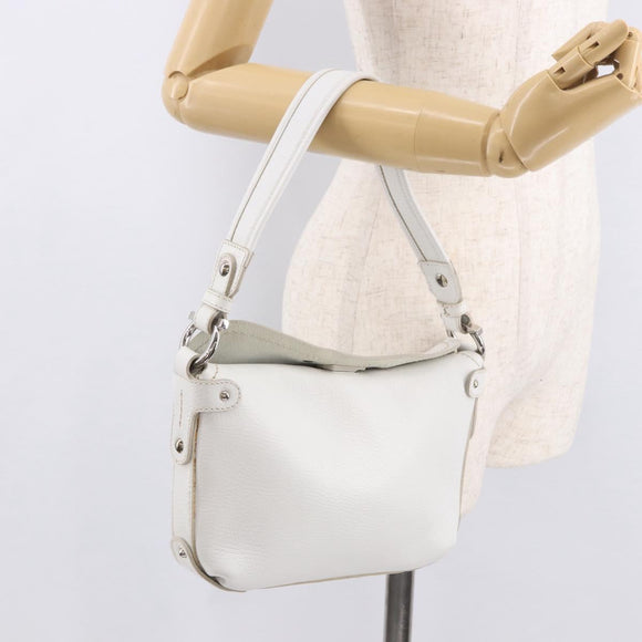 Salvatore Ferragamo Handtas Leer Wit Zilver Authentiek 189382A