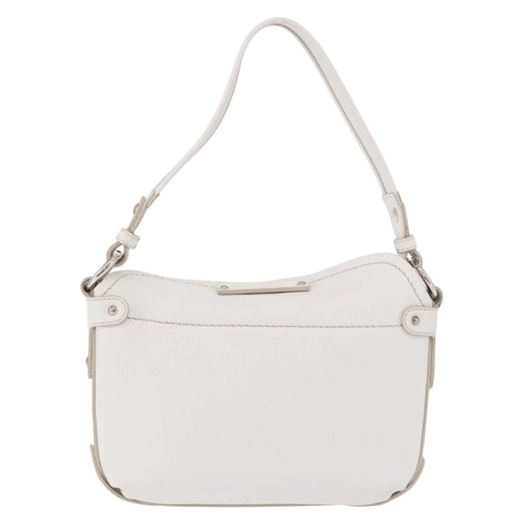 Salvatore Ferragamo Hand Bag Leather White Silver Auth 189382A
