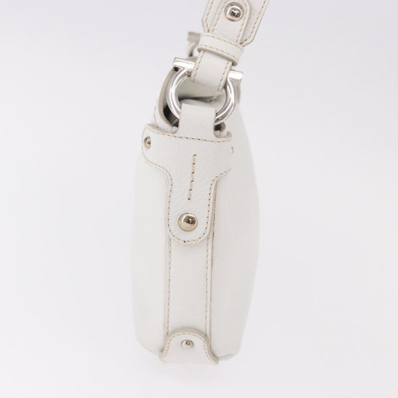 Salvatore Ferragamo Handtas Leer Wit Zilver Authentiek 189382A