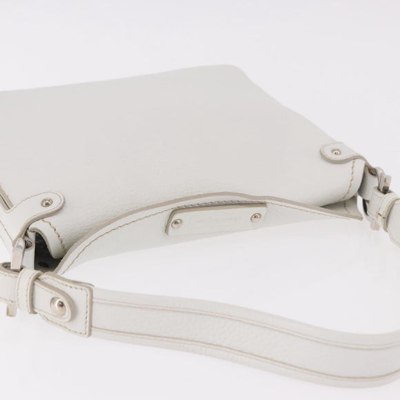 Salvatore Ferragamo Hand Bag Leather White Silver Auth 189382A