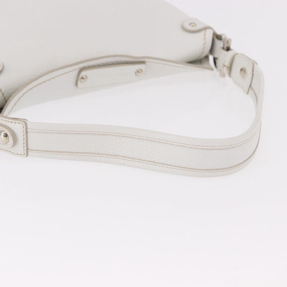 Salvatore Ferragamo Hand Bag Leather White Silver Auth 189382A