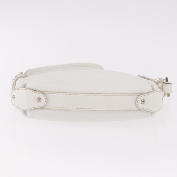 Salvatore Ferragamo Hand Bag Leather White Silver Auth 189382A
