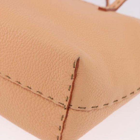 FENDI Celeria Hand Bag Leather Orange Auth 189383V