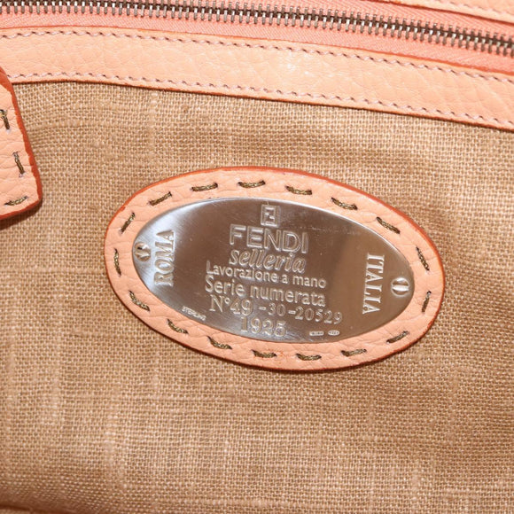 FENDI Celeria Hand Bag Leather Orange Auth 189383V