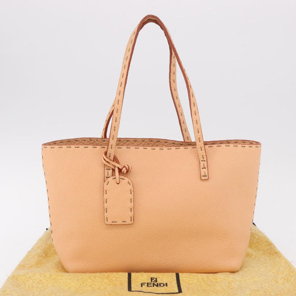 FENDI Celeria Hand Bag Leather Orange Auth 189383V