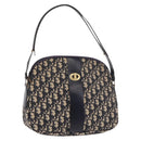 Christian Dior Trotter Canvas Shoulder Bag Navy Gold Auth 189386A-1