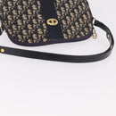 Christian Dior Trotter Canvas Shoulder Bag Navy Gold Auth 189386A-7