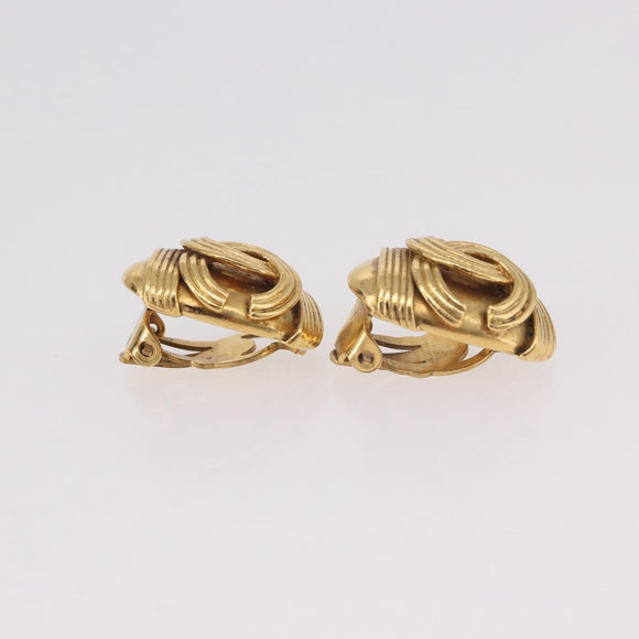 CHANEL COCO Mark Earring Metal Gold Tone CC Auth 189389