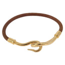 HERMES Jumbo Bracelet Leather Brown Gold Auth 189396-1